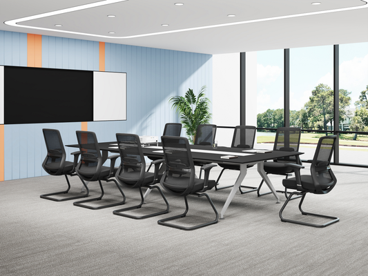 Black Ergonomic Mesh Conference Chair with Adjustable Lumbar Support D803