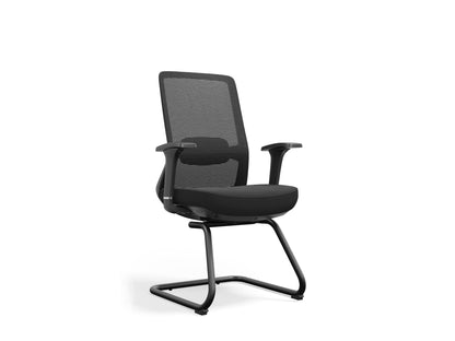 Black Ergonomic Mesh Conference Chair with Adjustable Lumbar Support D803