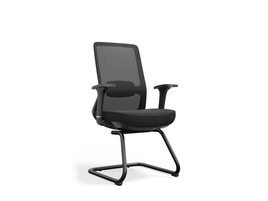 Black Ergonomic Mesh Conference Chair with Adjustable Lumbar Support D803