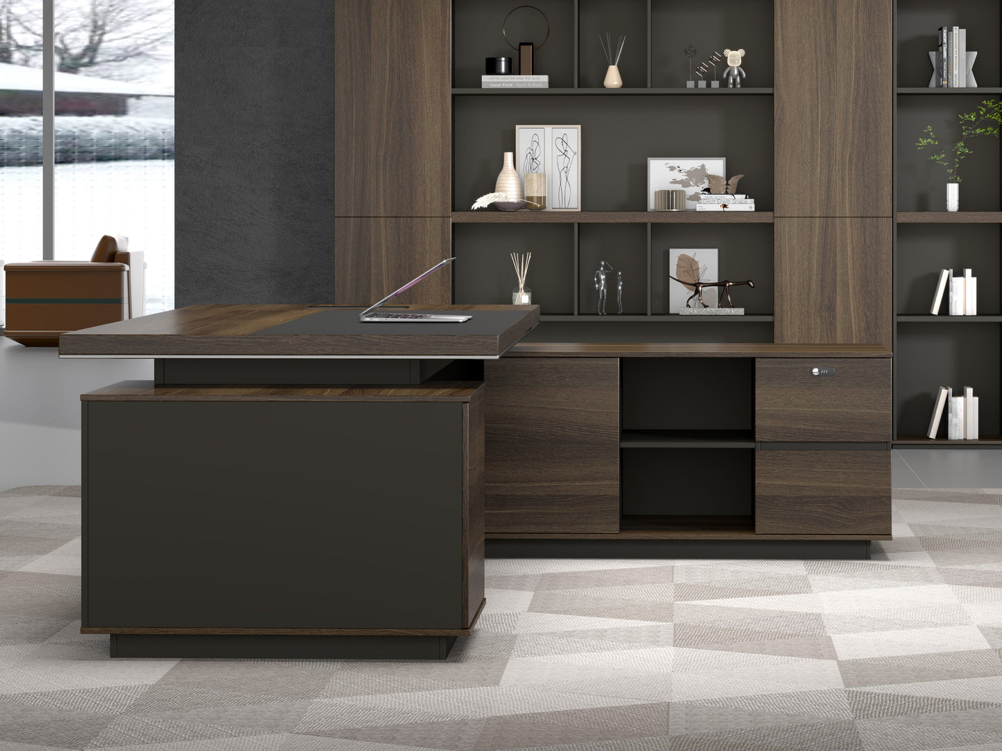 Modern Executive Desk with Storage JE-D0